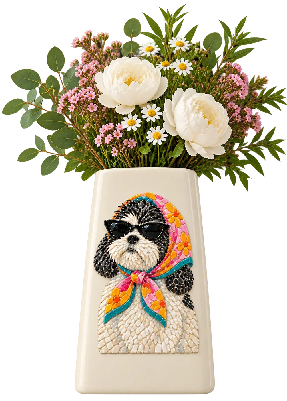 Mosaic Vase · The original: The shih tzu in a headscarf that started the vases.